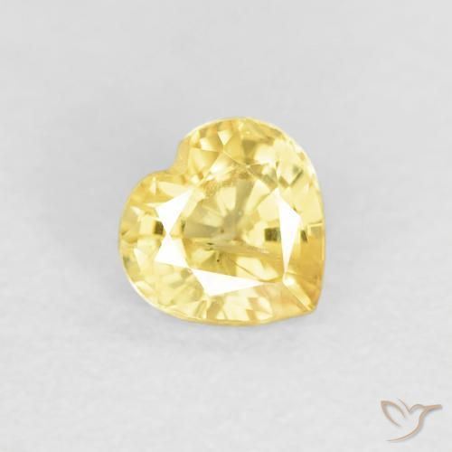 Safira amarelo médio Natural 0.46ct, Coração, VS-SI