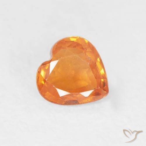 Safira Laranja brilhante Natural 0.41ct, Coração, VS