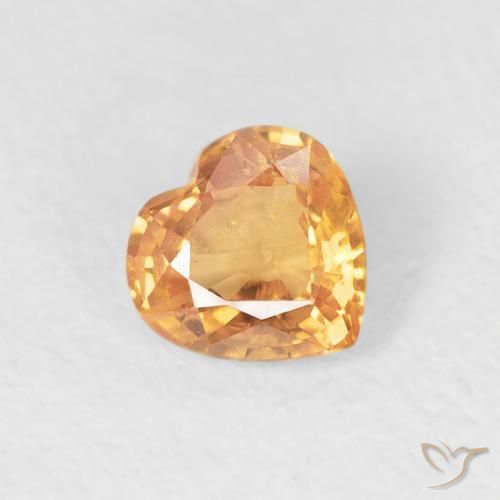 Safira Laranja brilhante Natural 0.46ct, Coração, VS