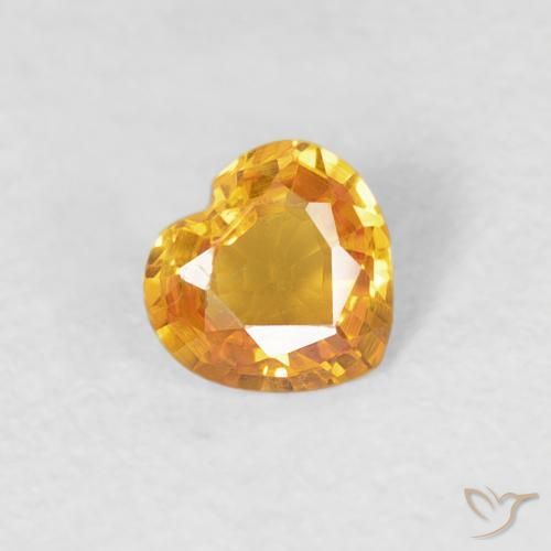 Safira Laranja escuro-dourado Natural 0.32ct, Coração, VVS