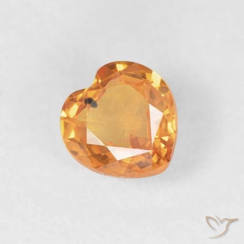 Safira Laranja brilhante Natural 0.44ct, Coração, VVS-VS