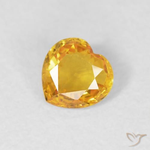 0.39ct Natural Laranja Dourada Safira, Coração, VVS