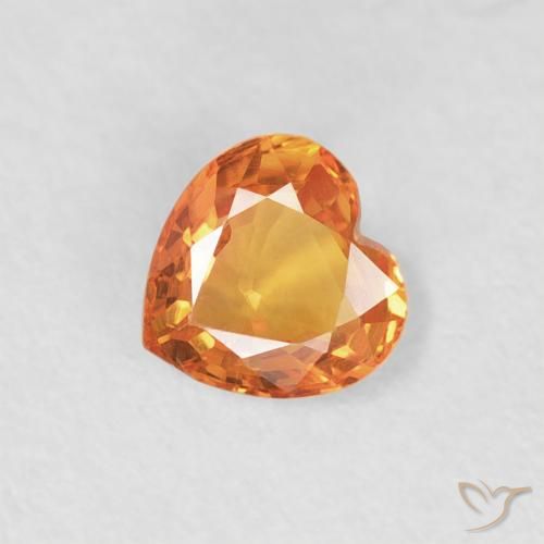 0.40ct Natural Laranja brilhante Safira, Coração, VVS