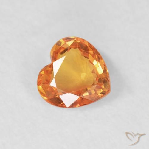 Safira Laranja brilhante Natural 0.40ct, Coração, VVS