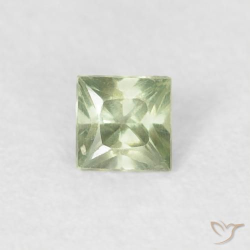 0.20ct Natural Verde Sábio Muito Claro Safira, Quadrado, VS