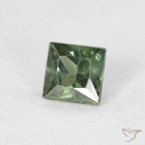 Safira Verde escuro Natural 0.20ct, Quadrado, VS