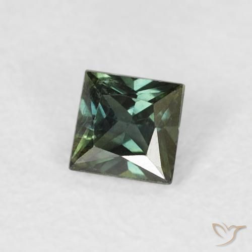 Safira Verde Terroso Natural 0.30ct, Quadrado, VS