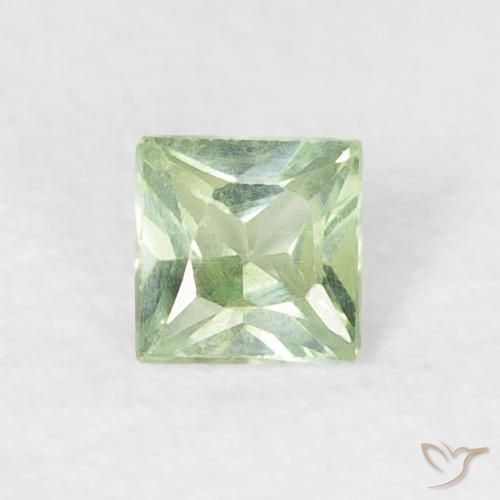 0.18ct Natural Verde muito claro Safira, Quadrado, VS