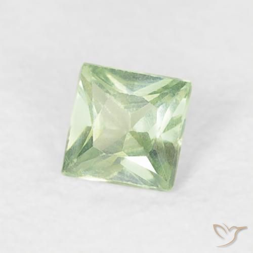 Safira Verde muito claro Natural 0.18ct, Quadrado, VS