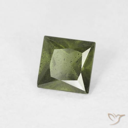 Safira verde escuro Natural 0.36ct, Quadrado, VS