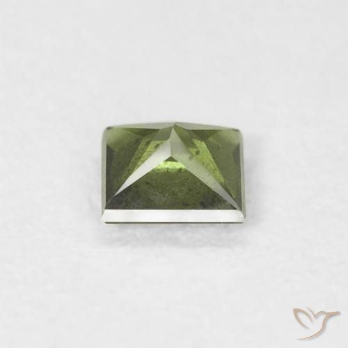 Safira verde escuro Natural 0.36ct, Quadrado, VS