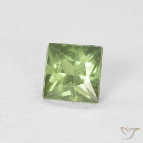 Safira verde quente Natural 0.20ct, Quadrado, VS