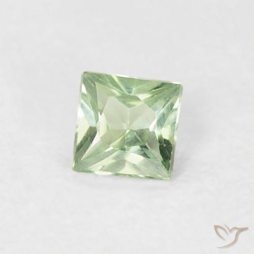 Safira Verde Sábio Muito Claro Natural 0.18ct, Quadrado, VS