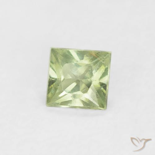 Safira Verde limão Natural 0.18ct, Quadrado, VS