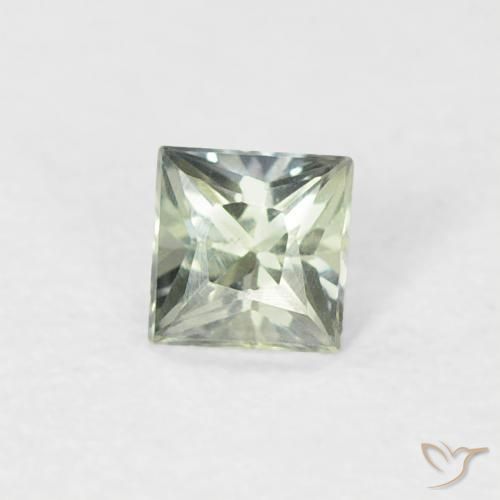 Safira Verde pálido Natural 0.19ct, Quadrado, VS