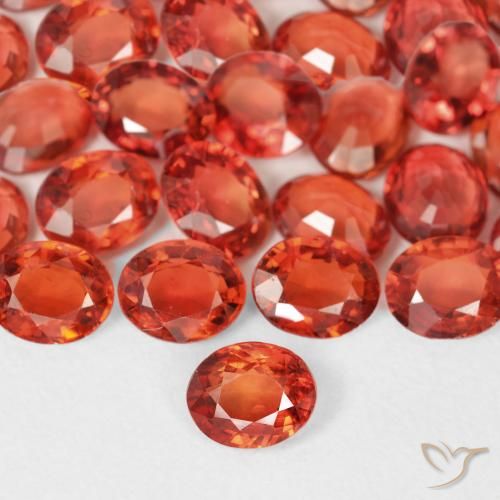 Safira laranja avermelhado Natural 0.38ct, Corte Oval, VS