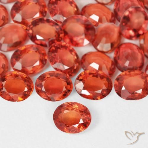 Safira laranja avermelhado Natural 0.38ct, Corte Oval, VS