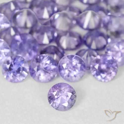 Safira violeta natural 0,11ct, corte redondo, VS