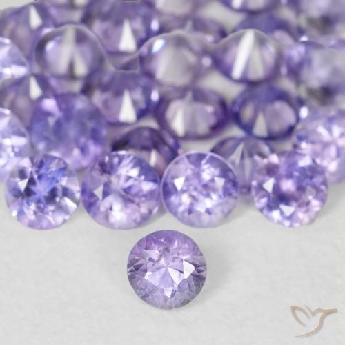 Safira violeta natural 0,11ct, corte redondo, VS