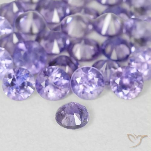 Safira violeta natural 0,11ct, corte redondo, VS
