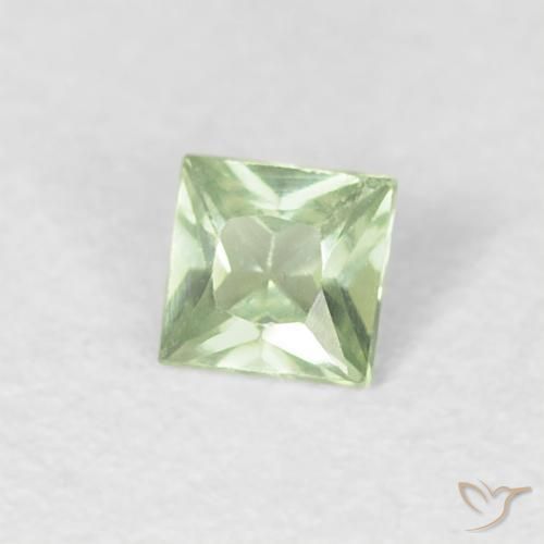 Safira Verde muito claro Natural 0.18ct, Quadrado, VVS-VS