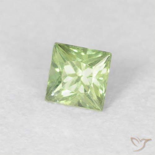 Safira Verde muito claro Natural 0.21ct, Quadrado, VVS-VS