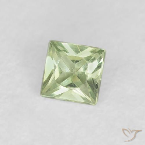Safira Verde muito claro Natural 0.19ct, Quadrado, VVS-VS
