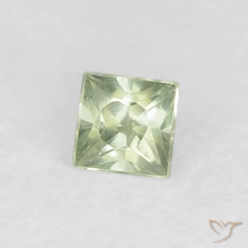 Safira Verde muito claro Natural 0.19ct, Quadrado, VVS-VS