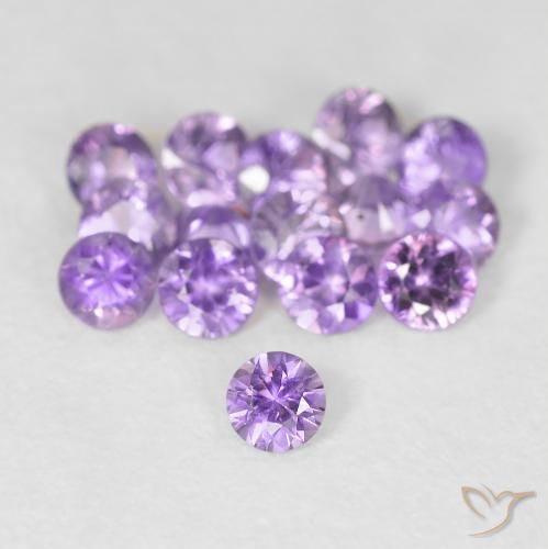 Safira violeta natural 0,08ct, corte redondo, VS