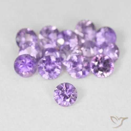 Safira violeta natural 0,08ct, corte redondo, VS