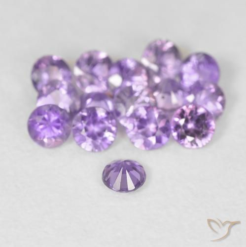 Safira violeta natural 0,08ct, corte redondo, VS