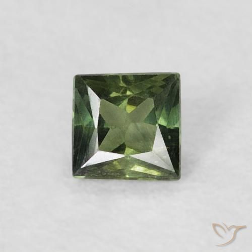 0.21ct Natural verde escuro Safira, Quadrado, VS