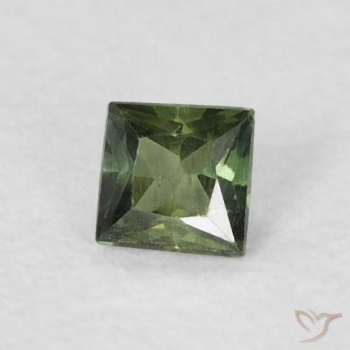 Safira verde escuro Natural 0.21ct, Quadrado, VS