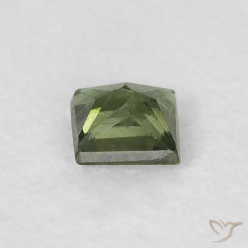 Safira verde escuro Natural 0.21ct, Quadrado, VS