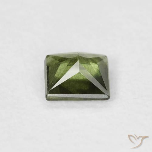 Safira verde quente Natural 0.37ct, Quadrado, VS