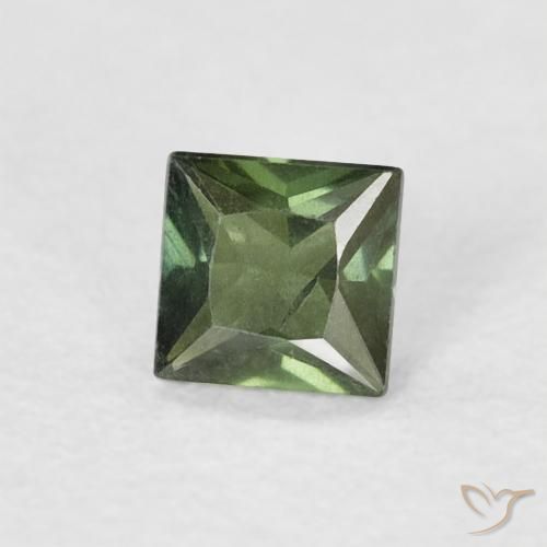 Safira verde escuro Natural 0.32ct, Quadrado, VS