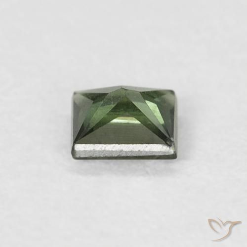 Safira verde escuro Natural 0.32ct, Quadrado, VS