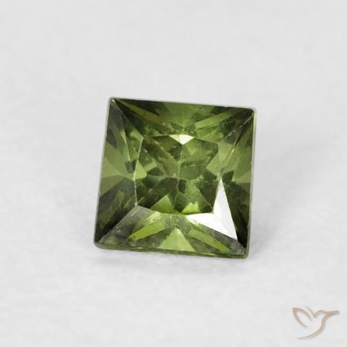 Safira Medium Dark-Green Natural 0.38ct, Quadrado, VS