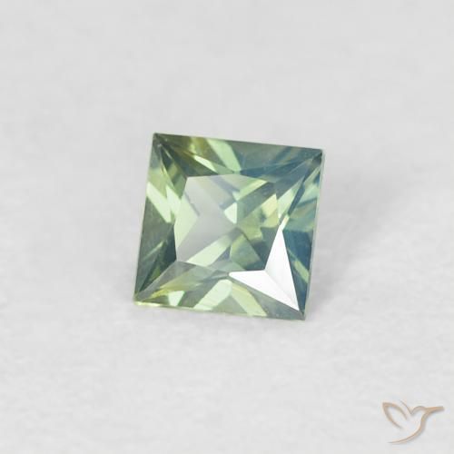 Safira Medium Light Green Natural 0.27ct, Quadrado, VVS-VS
