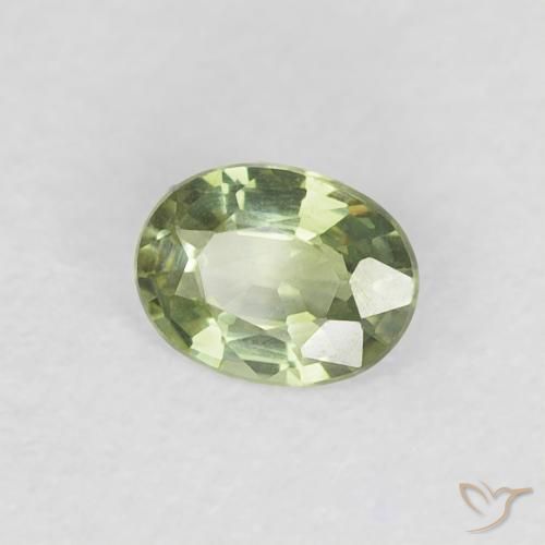 Safira Verde amarelado Natural 0.27ct, oval, VVS-VS