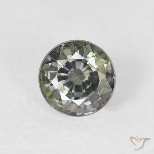 0.59ct Natural Verde acinzentado Safira, Redondo, VVS-VS
