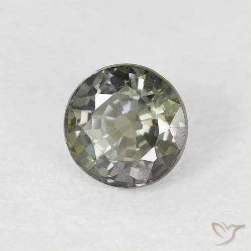 Safira Verde acinzentado Natural 0.59ct, Redondo, VVS-VS