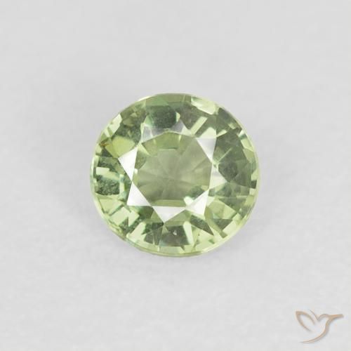0.41ct Natural Verde Sábio Muito Claro Safira, Redondo, VVS-VS