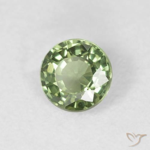 Safira verde escuro Natural 0.55ct, Redondo, VVS-VS
