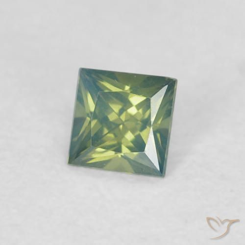 Safira verde escuro Natural 0.30ct, Quadrado, VVS-VS