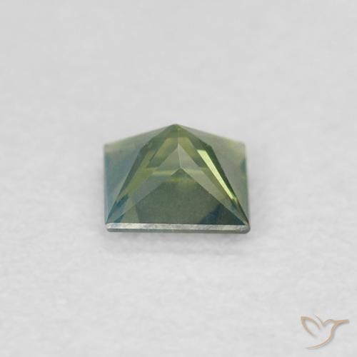 Safira verde escuro Natural 0.30ct, Quadrado, VVS-VS