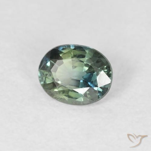 Safira Azul verde Natural 0.42ct, oval, VVS-VS