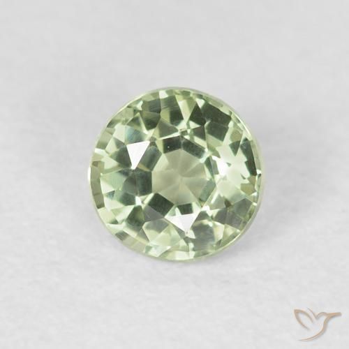 Safira Verde muito claro Natural 0.61ct, Redondo, VVS-VS