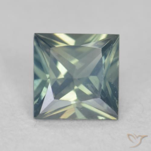 0.27ct Natural Médio Azul Verde Safira, Quadrado, VVS