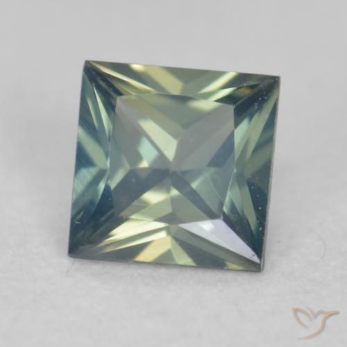 Safira Médio Azul Verde Natural 0.27ct, Quadrado, VVS